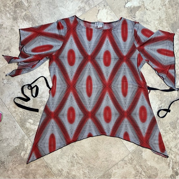 Vintage Caran blouse split bell sleeves and belt, plus size 2x /3x - Picture 4 of 8